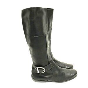 TODS Womens Knee-High Soft Black Leather Boots Size 10.5 Pull On